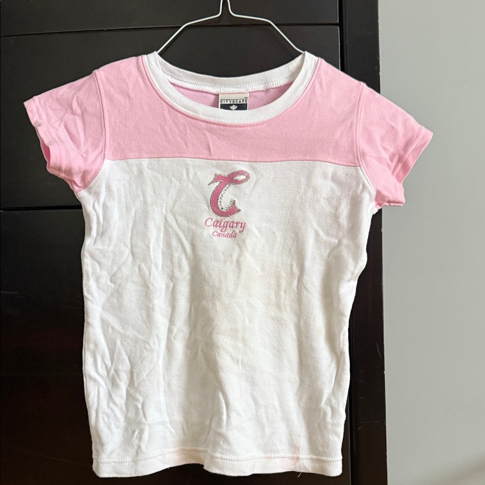 Kids Pink and White Short Sleeve Tee